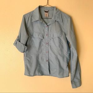 The North Face light blue hiking button down top